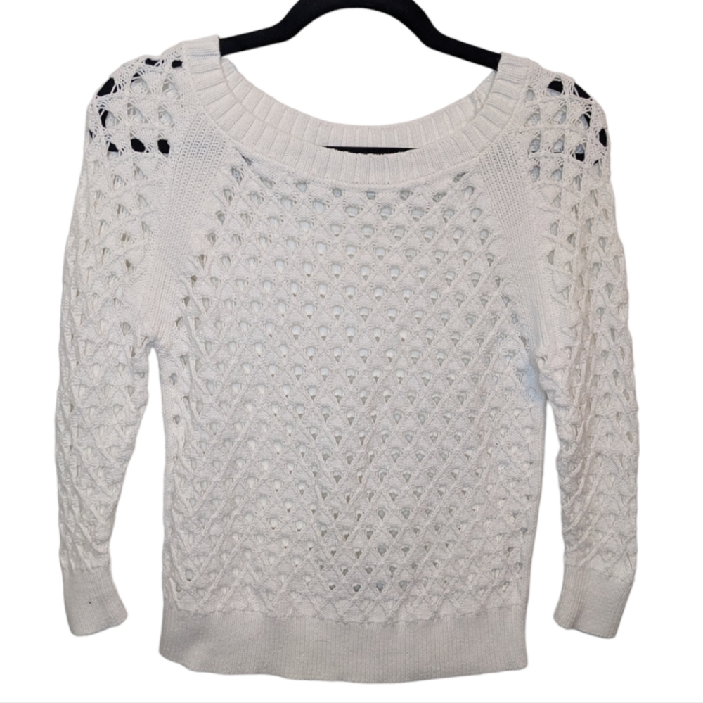 American Eagle White Crochet Knit Sweater S 🤍✨ - Picture 1 of 8